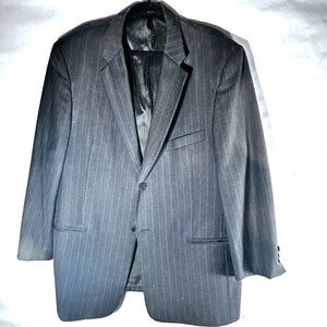 Claiborne Size 46R 46S Pin Striped Blazer Wool Black Gray